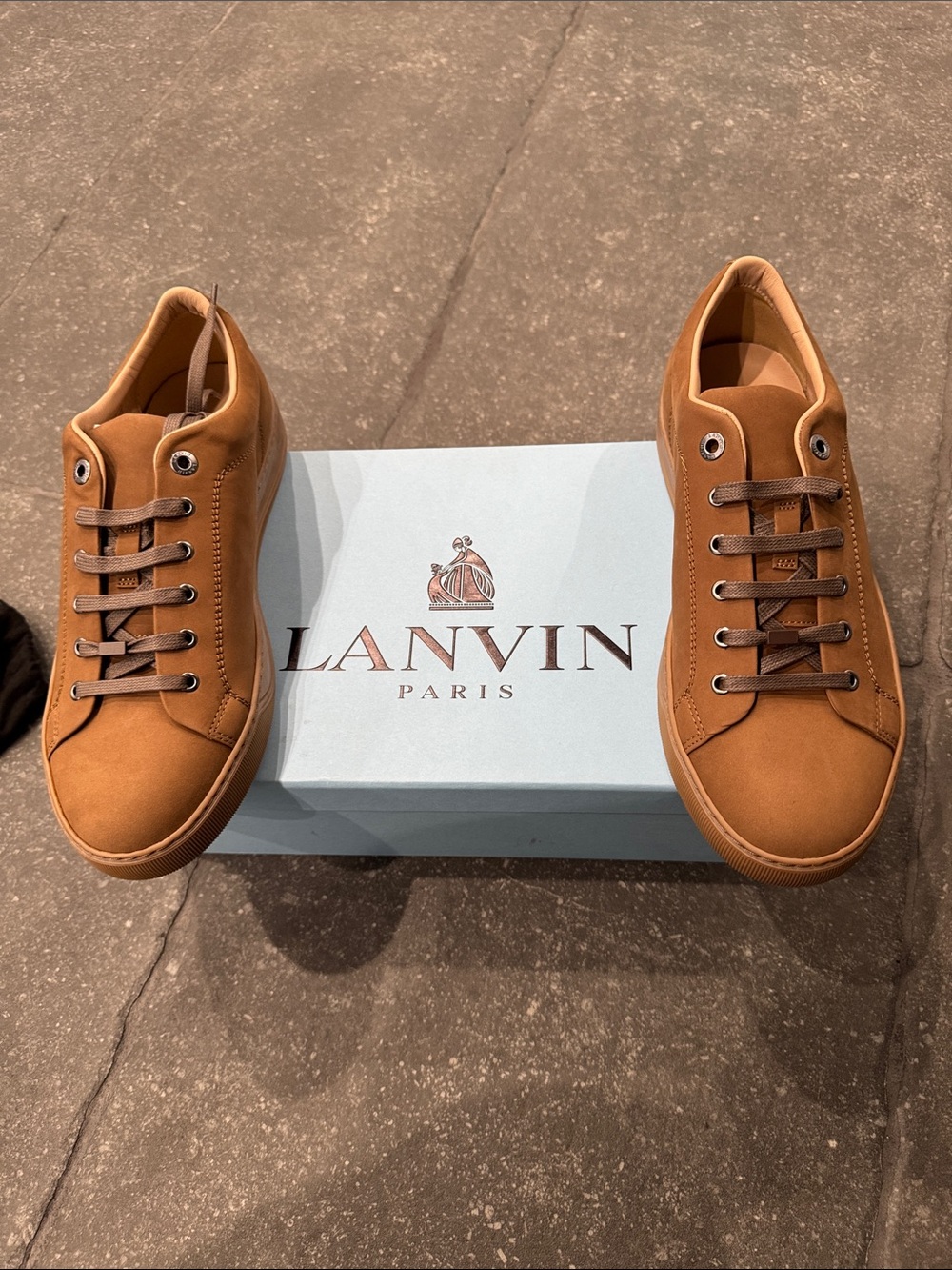 NIBLanvin Men’s Tan Leather Low-Top Sneakers